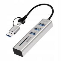 Usb 3.0 Hub su Sd/microsd skaitytuvu, 3xusb-a, 5gbps