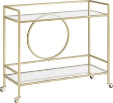 Metalinė lentyna ant ratukų Beliani Kerry, aukso sp./skaidri sp., 35 cm x 90 cm x 81 cm
