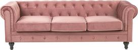 Sofa Beliani Chesterfield, rožinė sp., 75 x 202 cm x 70 cm