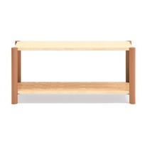 Raudonos plytų spalvos/šviesios natūralios spalvos pastatoma lentyna iš ąžuolo 126x59x43 cm Bona – Teulat
