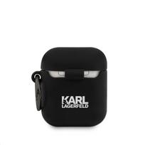 Karl Lagerfeld Rue St Guillaume silikoninis dėklas ausinėms AirPods 1/2 juodos spalvos