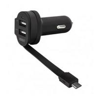 Xqisit automobilinis įkroviklis 6A Dual USB+microUSB car charger juodos spalvos 20425