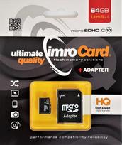 IMRO 10/64G UHS-I ADP memory card, 64GB MicroSDHC Class 10