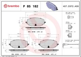 BREMBO Stabdžių kaladėlių komplektas XTRA LINE P 85 182X