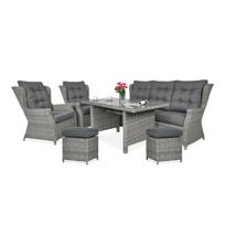 Lauko baldų komplektas TRIVENTO DINING 3 + su pufais, Stone Grey