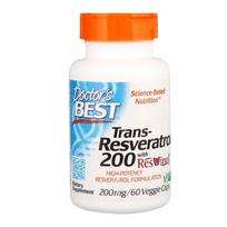 DOCTOR'S BEST trans-resveratrolis 200 mg + polifenoliai 80 mg - 60 kapsulių
