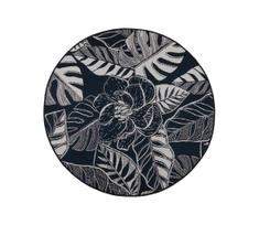 Lauko kilimas JUNGLE 135 cm juoda/balta/lapų raštas