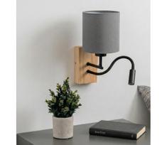BRILAGI - LED sieninė lempa NUBILA WOOD 1xE27/25W/230V + LED/3W ąžuolas/juoda/šviesiai pilka