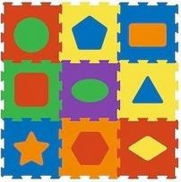 Kilimėlis kūdikiams - dėlionė Smily Play Foam Mat Shapes, 33 cm x 33 cm, 9 vnt, įvairių spalvų