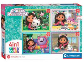 Dėlionė 4in1 Clementoni Gabbys Dollhouse 4in1 21524, 14 cm x 19 cm, 72 vnt., įvairių spalvų