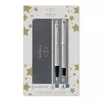 PARKER plunksnakotis ir rašiklis „DuoSet IM Brushed Metal CC M“ dovanų dėžutėje