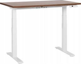 Kompiuterio stalas reguliuojamo aukščio Beliani Destin III Electric, 120 cm x 72 cm, 74 - 119 cm, balta sp./tamsiai ruda sp.