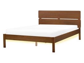 Lova pusantros vietos Beliani Boisset LED, 140 x 200 cm, medžio sp., be čiužinio, su grotelėmis