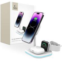 Tech-Protect Indukcinis įkroviklis QI15W-A27 3-in-1 su MagSafe stovu išmaniajam telefonui / Apple Watch / AirPods - baltas