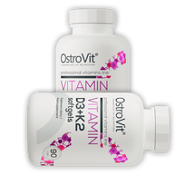 OstroVit Vitaminas D3 + K2, 90 aliejinių kapsulių, 2000 TV (Vitamin D3 + K2). Maisto papildas, vitaminai.