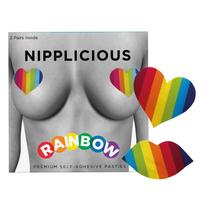 Kemis Rainbow Nipple Covers & Lip Stickers Set - Heart & Lips Shape, 2 Pairs