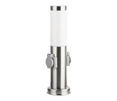 Brilagi - lauko šviestuvas su 2 SCHUKO NOVA lizdais, 1xE27/15W/230V, 40 cm, IP44, chromuotas