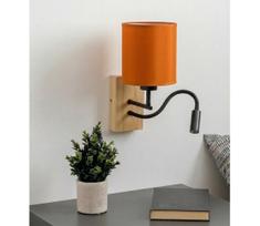 Brilagi - LED sieninis šviestuvas NUBILA WOOD 1xE27/25W/230V + LED/3W ąžuolas/juoda/oranžinė