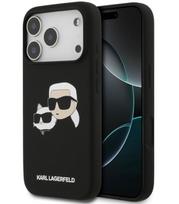 Juodas dėklas Apple iPhone 17 Pro telefonui "Karl Lagerfeld Liquid Silicone Double Heads MagSafe Case"