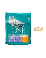 PURINA ONE COAT & HAIRBALL vištiena ir neskaldyti grūdai, 24 x 800 g