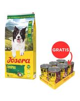 JOSERA SensiPlus 12,5kg skirta šunims su jautria virškinimo sistema + JOSERA Meat Lovers Pure Multipack 6x400g šlapias šunų maistas NEMOKAMAI