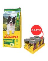 JOSERA Hypoallergenic Adult 12,5kg Be grūdų ėdalas jautriems šunims su vabzdžiais + JOSERA Meat Lovers Pure Multipack 6x400g šlapias šunų ėdalas NEMOKAMAI