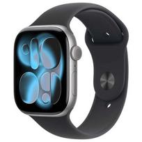 Apple Watch Series 11 (2025) GPS 46mm Space Gray aliuminio korpusas, Black sporto dirželis S/M ES MEV04 - TIK DĖŽĖS PAŽEIDIMAS | MEV04LWADMG | 195950463088-D