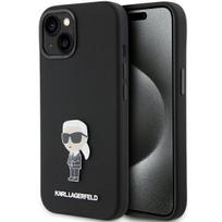 Karl Lagerfeld KLHCP15MSMHKNPK iPhone 15 Plus / 14 Plus 6.7" black Silicone Iconic Metal Pin