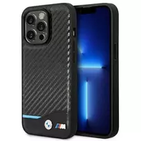 BMW BMHCP14L22NBCK iPhone 14 Pro 6.1" Black Leather Carbon Case