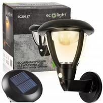 Terasos šviestuvas, ECOLIGHT saulės energija maitinamas fasadinis LED šviestuvas su judesio ir sutemų jutikliu IP44