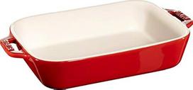 Staub Oval Dish Ceramic, Cherry Red, 34x24cm