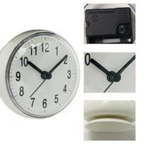 Watches,Mini suction cup wall clock bathroom anti-fog waterproof clock kitchen bathroom clock,white