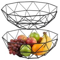 Žemas juodas geometrinis metalinis vaisių dubuo – organizatorius