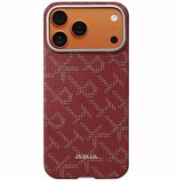 Pitaka PITAKA Monogram-Gold/Red Ultra-Slim dėklas iPhone 17 Pro | 741654367834 | 741654367834