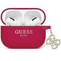 Guess GUAP2LECG4M dėklas AirPods Pro 2 purpurinis/magentinis skystas silikonas blizgučiai trikampis žavesys