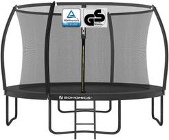 SONGMICS Batutas 366 cm, sodo batutas vaikams su apsauginiu tinklu, 180 cm aukščio išlenkti strypai, kraštų dangtis, kopėčios, plieno rėmas, juodos spalvos STR122B01