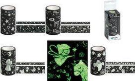 HEYDA Deko-Klebeband Glow in the dark Feen aus Papier, Farbe: nachtleucht-gelb / schwarz, - 1 Stück (203584323)