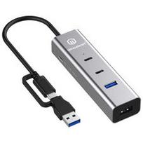 Graugear G-HUB2A2C1-PD USB-Hub, 4-Port USB 3.0, USB-C Power Delivery - grau