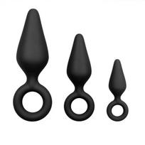 Analinių kaiščių rinkinys EasyToys ET213BLK silikoninis juodas su traukimo žiedu