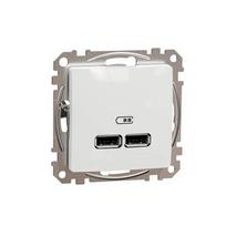 Schneider Electric sedna dizainas USB įkrovimo lizdas baltas