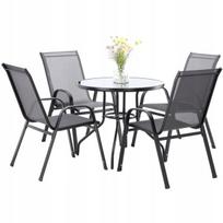 Sodo baldų komplektas Garden Line TIH3514 4 kėdės apvalus stalas pilkas