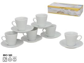 Puodelių su lėkštutėmis rinkinys, 80 ml, 12 vnt.