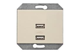 Įleidžiamas lizdas Vilma su 2xUSB DC 5V 3,4A, be rėmelio, smėlio spalvos