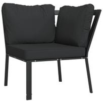 Sodo kėdė su pilkos spalvos pagalvėlėmis vidaXL, 76 x 76 x 79 cm, juodos