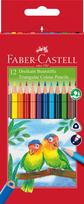 Spalvoti pieštukai Faber-Castell Eco. tribriauniai. 12 spalvų. su drožtuku