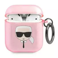 Karl Lagerfeld KLA2UKHGP AirPods 1|2 cover pink Glitter Karl’s Head