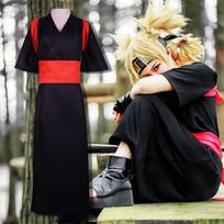 Naruto Shippuden Temari Cosplay Uniforma, Smėlio Kaimo Kunoichi Role Play Kostiumas Pilnas Rinkinys Anime vakarėliui 2XL juoda