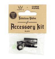 Priedas ventiliams PEATY S X CHRIS KING (MK2) BLACK TUBELESS VALVES ACCESSORY KIT (PTV2-ACCS-BLK-12)