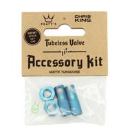 Priedas ventiliams PEATY S X CHRIS KING (MK2) TURQUOISE TUBELESS VALVES ACCESSORY KIT (PTV2-ACCS-TRQ-12)