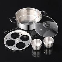 Su 4 puodeliais nelipnus kiaušinių virimo puodas Atsparus rūdijimui garų puodas Daugiafunkcis garintuvas Pusryčiai Stainless Steel